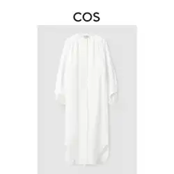 COSレディースカジュアルバージョンスタンドカラーパフスリーブシャツドレスホワイト2022春新商品1060861002