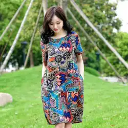 大きいサイズの女性の花柄のドレス女性の2021年春夏韓国版の新しい緩くて薄い気質年齢を減らす女性の潮流