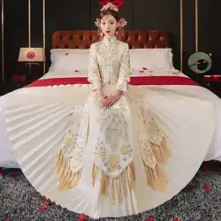 Xiuhe服2022新しい花嫁の結婚式小さな妊婦プラスサイズのショーとキャビネットからのウェディングドレス中国の結婚式