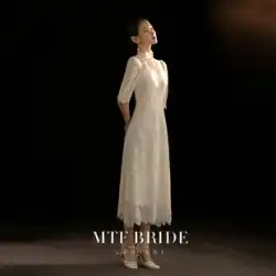 Man Tingfang [Ningxia]認可された白いドレスは、通常、登録された婚約ドレスの女性のレースの軽いウェディングドレスで着用できます