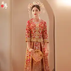 Xiuhe服花嫁2022年新しいドラゴンとフェニックスのガウンのウェディングドレス結婚式のトースト服中国の結婚式のドレス春と夏のカップル