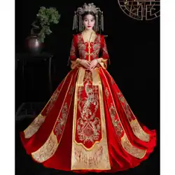 Xiuhe服花嫁2021新しい重工業高級中国のウェディングドレスシニアXiuhe女性のウェディングドレス夏のショー着物