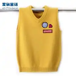 2021 New Boys Sweater V-neck 100％Wool Vest Children&#39;s Sweater Bottoming Middle and Big Kids Baby Knitwear