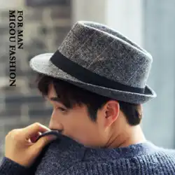 ライスは新しい韓国バージョンのジャズハットタイドメンズブリティッシュレトロメンズスモールトップハットステージシェードカジュアル紳士用帽子を購入します
