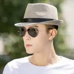 帽子メンズサマーブリティッシュジャズハット韓国版潮小帽子サンハット中年旅行帽子メンズユースサマー