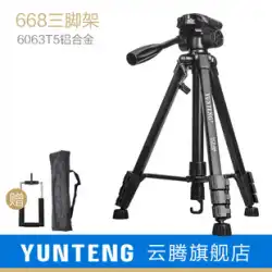 Yunteng668ポータブル三脚ユニバーサル携帯電話オーバーヘッドシューティングvlogvibratoビデオライブselfieカメラブラケット油圧ダンピングPTZ屋外写真カメラマイクロSLR三脚