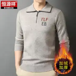 Hengyuanxiang秋冬メンズセーターハイジッパーラペルウールニットセーター無地ボトミングシャツ中年のお父さんが着る