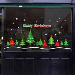 スノーフレーク雪景色ショッピングモールショップ窓ガラスドアステッカークリスマスクリエイティブウォールステッカークリスマスウッドデコレーションステッカー