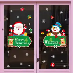 クリスマスショップウェルカムドアステッカーショッピングモールガラス窓装飾雪だるま壁ステッカークリスマスdiyスノーフレーク