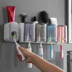 エココ電動歯ブラシ歯カップラック無料パンチブラッシングカップ壁掛け式家族用うがい薬カップラック