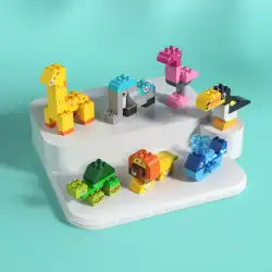 おもちゃを組み立てるFeileバラエティ動物園象ライオン子供たち組み立てるビルディングブロッククジラキリンタートル1644