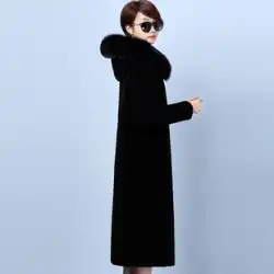 羊の剪毛コート女性のキツネの毛皮の襟2021年の新しい冬のウエストミドル丈の膝上に厚くされたHaining毛皮のコート