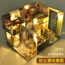 DIYコテージ手作り中国風プリンセスルーム中国蓮池月光3Dクリエイティブドールハウス組立モデル