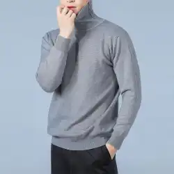 秋冬新作メンズラペルセーターファッションルーズラージサイズ韓国版ハイネックユース長袖インナーニットボトム