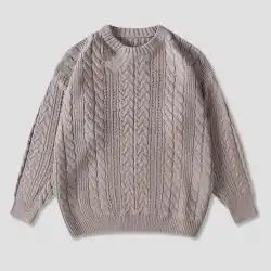 同じスタイルのカップルの秋と冬の新しいツイストフラワーの男性と女性は、ウールのセーターラウンドネックカスタム厚手のDalang処理セーターの注文を着用します