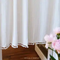 和風温かみのある白いカーテン綿とリネンのカーテン韓国風ハーフカーテンレンタルハウス間仕切りカーテンショップ風水カーテンホームテキスタイルホーム