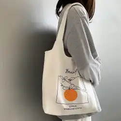 キャンバスバッグレディースワンショルダーニューフルーツオレンジ文学とアート日本の大学生のシンプルなポータブル印刷キャンバスバッグ