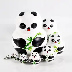 メーカー中国風ロシアの入れ子人形10層パンダ動物の子供木製の入れ子人形おもちゃの装飾品