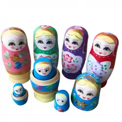 初期の教育教育は、木製の幼児の子供の誕生日プレゼントのパズル無垢材の5層色のロシアの入れ子人形のおもちゃを支援します