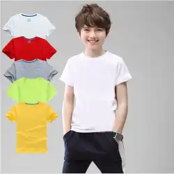 子供の半袖Tシャツ純白男子クラスの服女性の赤ちゃん子供の半袖綿Tシャツ制服スポット卸売
