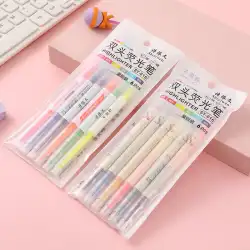 12色セット蛍光ペン韓国かわいいクリエイティブ文房具シミュレーションカラー針管蛍光ペン双頭2色目の保護