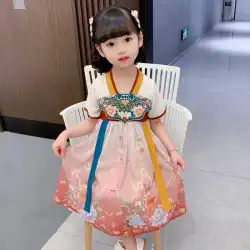 女の子の漢服夏の中国風の子供の古代のスタイルのスカート2022年の新しい外国の王女のドレス赤ちゃんの夏のドレス