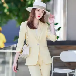 黄色のスーツジャケット女性の2022年春の新しいスタイルのファッションカジュアルスーツワンボタンスーツ