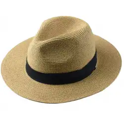 2020新しいパナマ麦わら帽子折りたたみ式大きな頭の周囲麦わら帽子ジャズ帽子トップハット日焼け止め日よけ帽メンズハット