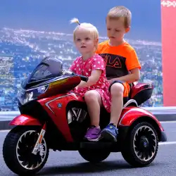 子供の電動バイクは、ダブルクール照明電気自動車卸売子供のおもちゃの車の二輪駆動ベビーカーに座ることができます