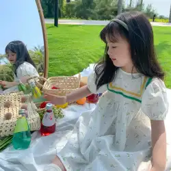 2022年の新しい子供服フランスのガールズドレス夏の印刷子供用プリンセススカートラウンドネックベビースカートトレンディ