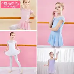 バレエスーツ子供用ダンススーツ練習着スカートダンススカート夏の女の子パフォーマンス衣装半袖中国ダンススーツ