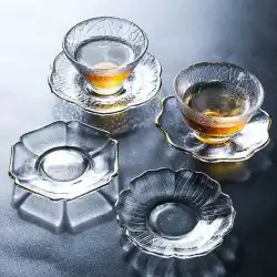 手作り茶コースターガラスコースターインシンプル断熱マット透明茶マット茶受け器和風ノンスリップ茶道