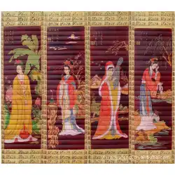 竹簡セット4画面背景壁竹の彫刻絵画竹簡をフィーチャーした手工芸品を描いた梅蘭竹菊