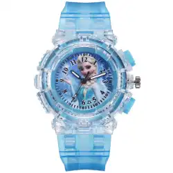 スポットアナと雪の女王2プリンセスウォッチ子供用時計女性卸売ファッションクリエイティブLEDフラッシュ透明ルミナス時計