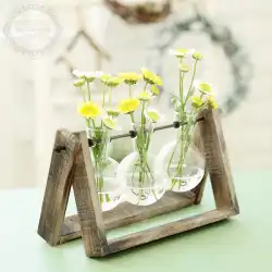 食料品の丸太ブラケットガラスの花の道具ファッション創造的なデスクトップディスプレイ小さな新鮮な水耕栽培の小さな花瓶