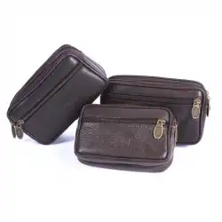メーカー卸売メンズの新しい防水携帯電話のポケットはベルトレザー多機能高齢者変更キーケースを着用