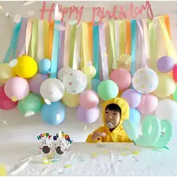 韓国のinsカラータッセルフラワーペーパーロールバルーン壁子供の誕生日パーティーレイアウト写真背景壁