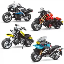 レゴの子供向けギフトと互換性のあるLeibaoスピードライディングバイク組み立てられたおもちゃの車のモデル装飾小型バイク
