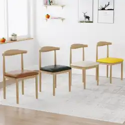 椅子の背もたれシンプルでモダンなダイニングテーブルと椅子の研究寝室の寝室の机のスツールの化粧家庭用ホーンダイニングチェア模造無垢材