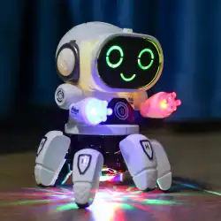 国境を越えた新製品ダンス電気6爪魚鋼ロボット軽音楽子供男の子街頭屋台売れ筋おもちゃ