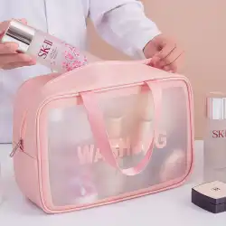 韓国式ポータブル大容量ポータブルトラベル透明ウォッシュバッグPu防水スクラブ化粧品バッグスキンケア製品収納バッグ