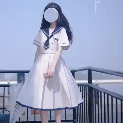 日本のJKユニフォームカレッジスタイルの甘くて薄いシアノティックシルバーグレーの学生セーラー服ドレス真夏のスーツ