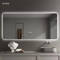 バスルームミラートイレミラー壁掛け式洗面台スマート壁掛け式トイレライトタッチスクリーン防曇LEDミラー