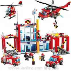 消防総局グッディ組み立てヘリコプター消火器救助車用水噴霧器9206-9212おもちゃのビルディングブロック