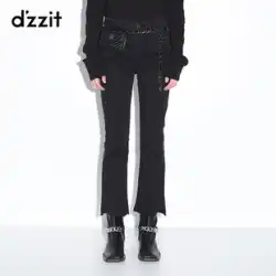 dzzitの新しい黒のマイクロブレードジーンズの女性の夏の薄いハイウエストフレアパンツの女性はスリムでスリムです