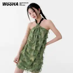 WooHa/Wuhaドレス女性2022年夏の新しいスタイルのフリンジフリンジホットガールノースリーブホルターネックチューブトップサスペンダースカート