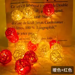 QiankangLED小さなランタン点滅ライトストリングライト同じ中国の赤い風のタイの籐ボールクリスマスの装飾ライトバッテリールーム