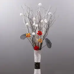 自然ドライフラワーとドライブランチリビングルームの装飾ドラゴンウィロードライブランチ籐ボール黒と白のフラワーアレンジメントヨーロピアンスタイルの花瓶セット