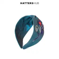 Hatshuiヘッドバンド女性のエレガントなシルクインドシルク手刺繍ヘッドウェアオールマッチライトラグジュアリーデザイナーヘアバンド