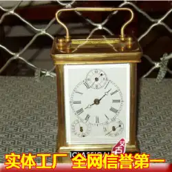 時計アンティークヨーロピアンクロッククラシックメカニカルテーブルクロックゴールドメッキ4枚組レザーケース時計